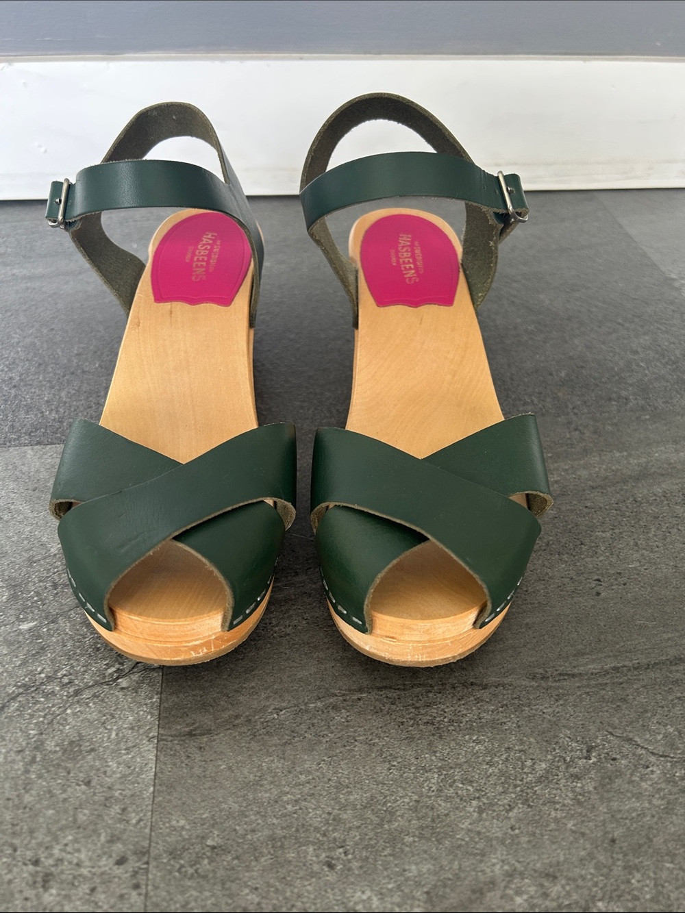 Swedish Hasbeens Open Toe Clog Sandals Size 38